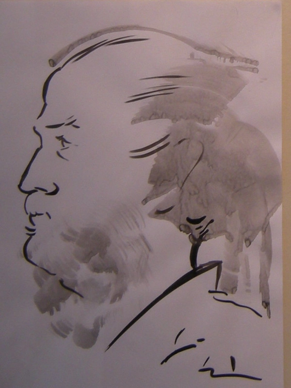 Portré-variációk III.,tusrajz