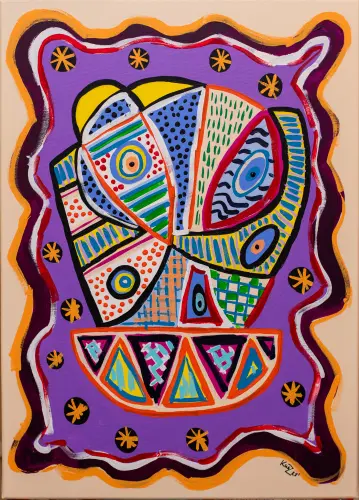 Lila szoba kaktusszal