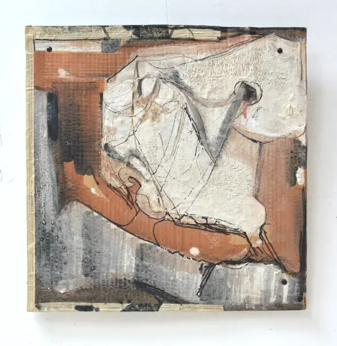 Küklopsz II., 42 x 43 cm, vegyes technika, 2023.