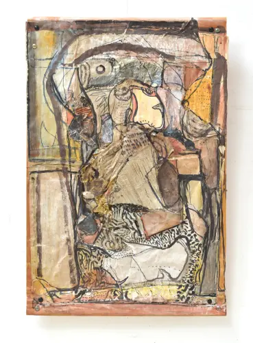 Kétkedő III., 50 x 35 cm, vegyes technika, 2024.