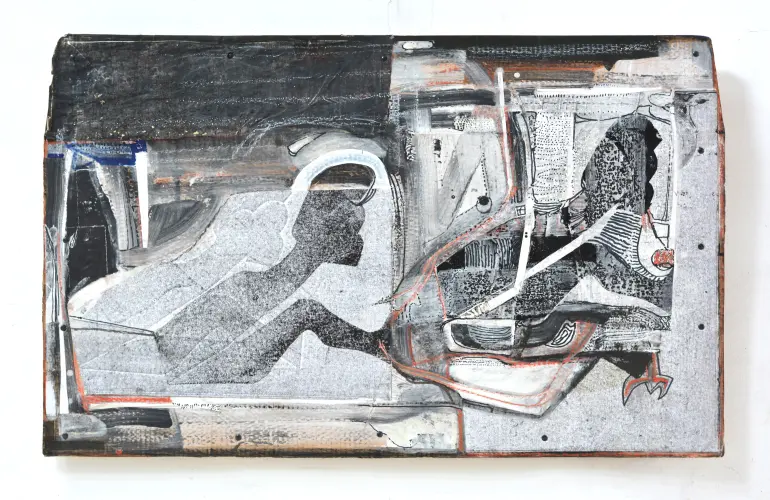 Szembesülő, 58 x 95 cm, vegyes technika, 2017.