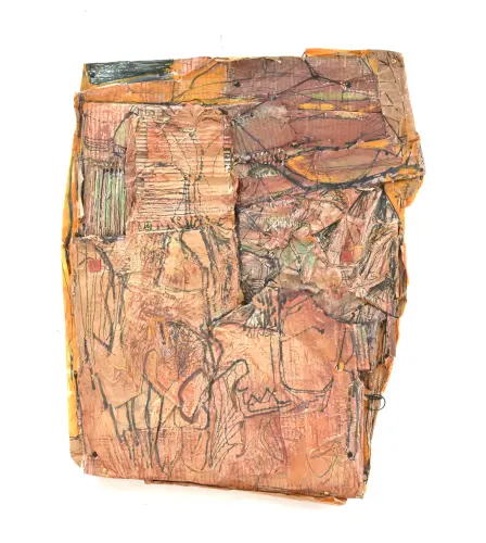 Fecseg a felszín I., 70 54 cm, vegyes technika, 2022.