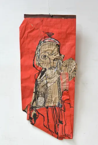 Csúnya lány II., 50 x 23 cm, vegyes technika, 2024.,