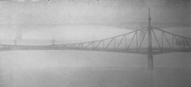 Ködös Szabadság híd , és Petőfi híd